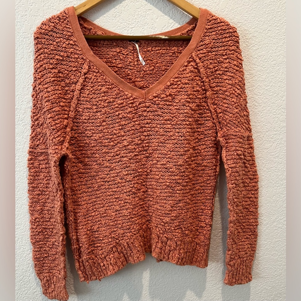Free People, XS, over-sized Cable Knit Sweater, Burnt Orange